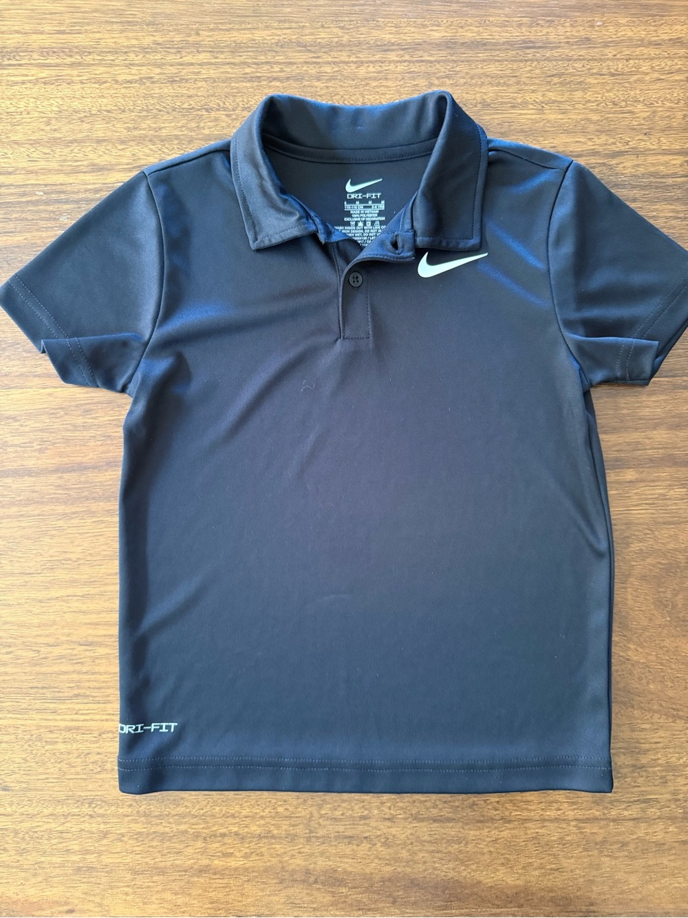 Nike Black Kids Polo with White Swoosh